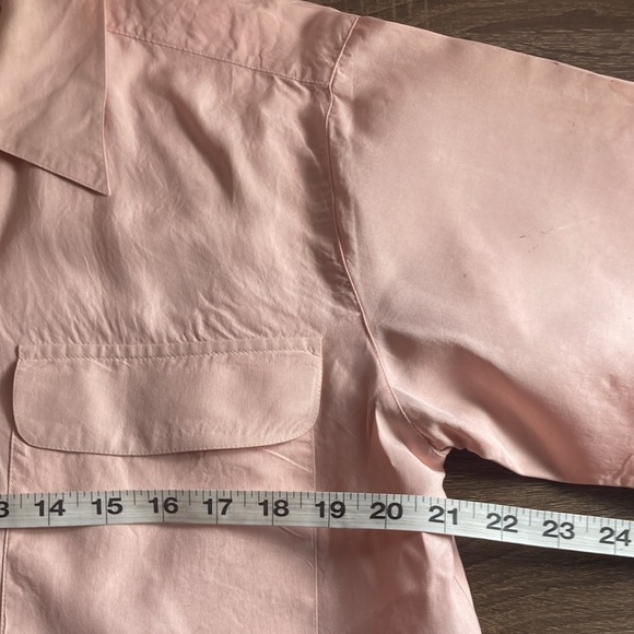 Vintage Peter Martin Button Up Silk Blouse Peach Pink Medium - Picture 3 of 8